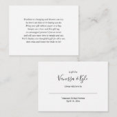 白シンプル表示ブライダルシャワーカード+ラベル エンクロージャーカード (正面/裏面)