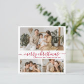 白シンプル赤3フォトコラージクリスマス シーズンカード (スタンド正面)