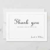 白シンプル金ゴールドヴィンテージ書道ありがとう 招待状 (正面)