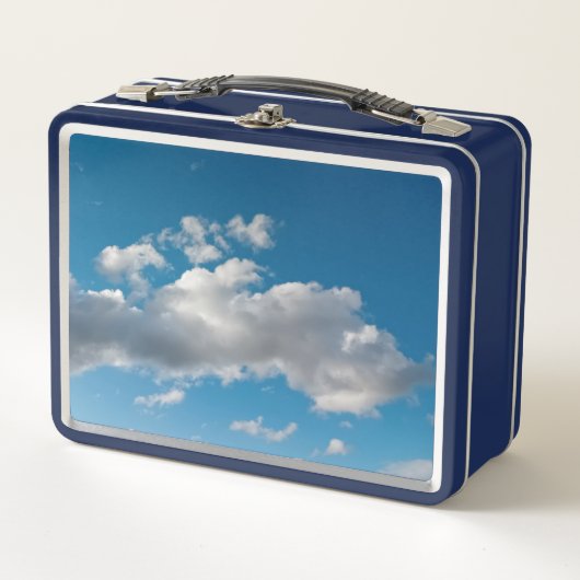 白シンプル雲 メタルランチボックス (正面)