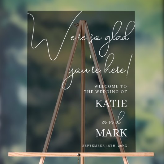 白シンプル霜の黒結婚へようこそ アクリルサイン (ニュートラル)