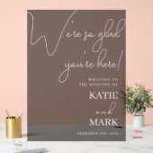 白シンプル霜の黒結婚へようこそ アクリルサイン (ウェディング)