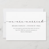 白シンプル黒お知らせ結婚中 招待状 (正面)