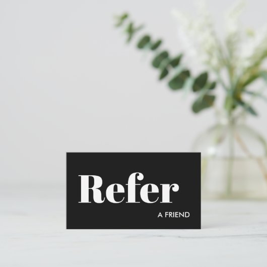 白シンプル黒が友達を参照 紹介カード (スタンド正面)