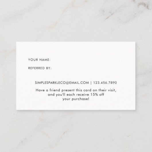 白シンプル黒が友達を参照 紹介カード (裏面)