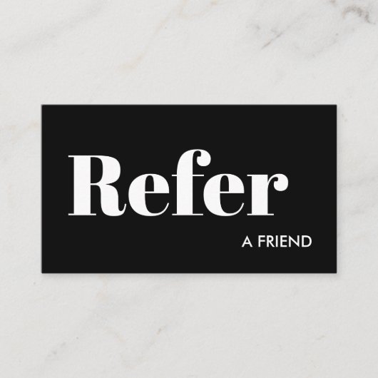 白シンプル黒が友達を参照 紹介カード (正面)