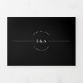 白シンプル黒のが一つ結婚に 三つ折り案内状 (カバー)