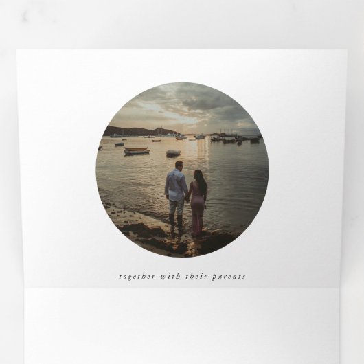 白シンプル黒のが一つ結婚に 三つ折り案内状 (内部最初)