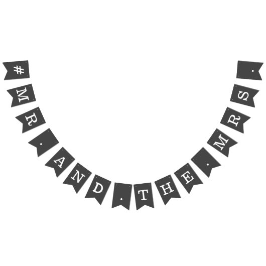 白シンプル黒のミスター・アンド・ミセス結婚ズ バンティングフラッグ (全)