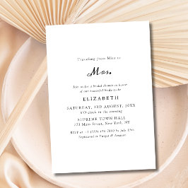 白シンプル黒のミセス恋しく思ブライダルシャワー 招待状