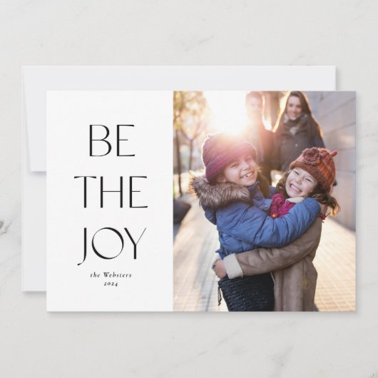 白シンプル黒のモダンクリスマスの喜び シーズンカード (正面)