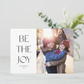 白シンプル黒のモダンクリスマスの喜び シーズンカード (スタンド正面)