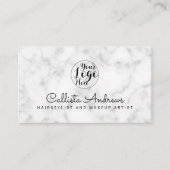 白シンプル黒の大理石のロゴ 名刺 (正面)