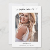 白シンプル黒スタイリッシュ写真大学院生 案内状 (正面)