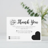 白シンプル黒ハートロゴお客様ありがとうございます サンキューカード (スタンド正面)