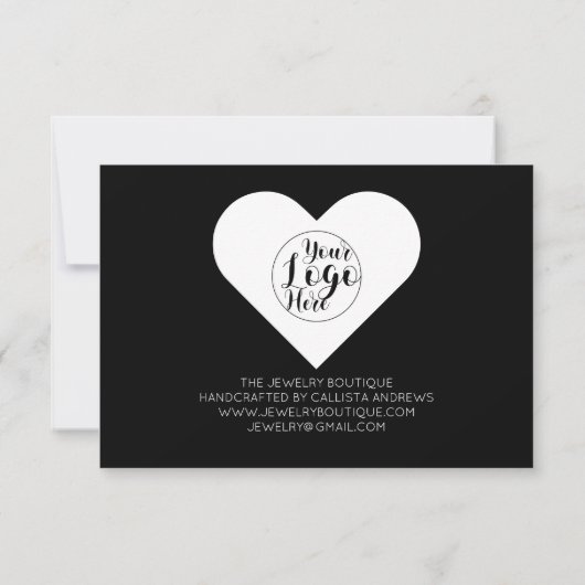 白シンプル黒ハートロゴお客様ありがとうございます サンキューカード (裏面)