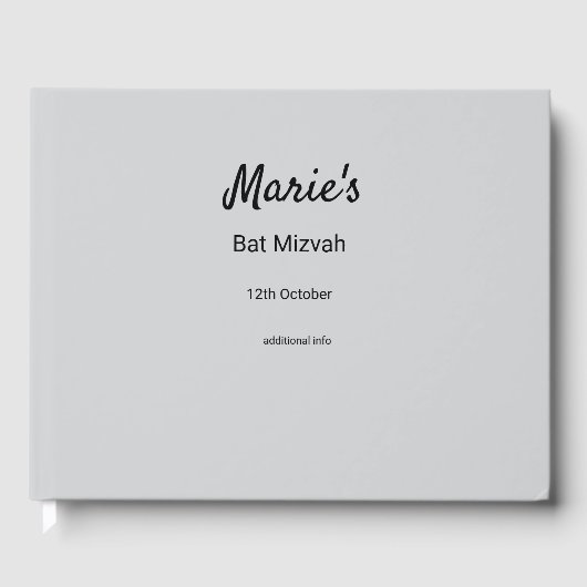 白シンプル黒ミニマルクラシックediバルミツワー ゲストブック (正面)