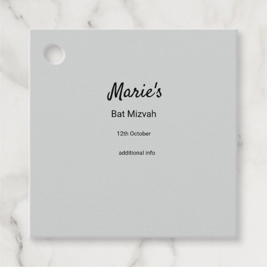 白シンプル黒ミニマルクラシックediバルミツワー フェイバータグ (正面)