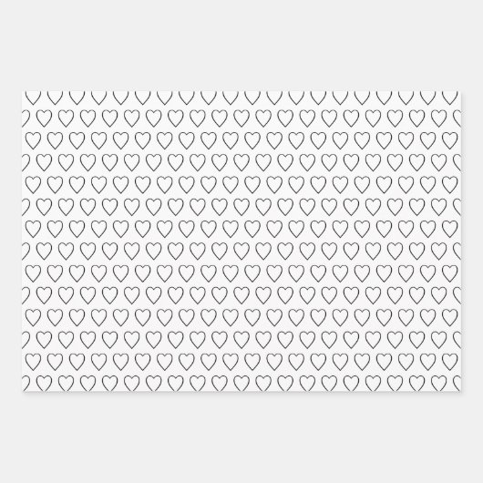 白シンプル黒モダンハート可愛い ラッピングペーパーシート (正面2)