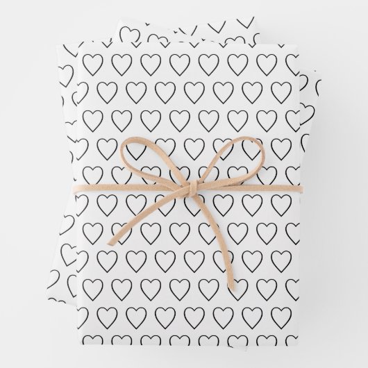 白シンプル黒モダンハート可愛い ラッピングペーパーシート (インサイチュ)