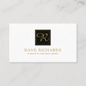 白シンプル黒モノグラムブロガー作家 名刺 (正面)