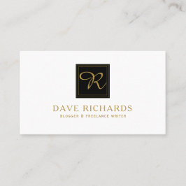 白シンプル黒モノグラムブロガー作家 名刺