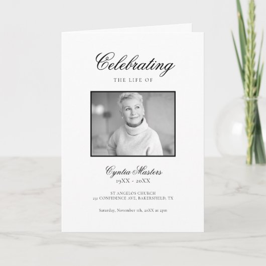 白シンプル黒書写真葬式 プログラム (正面)