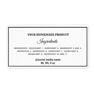 白シンプル黒無地の原料ラベル ラベル