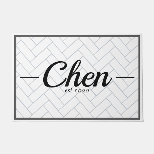 白シンプル黒瓦の設立年 ドアマット (正面)