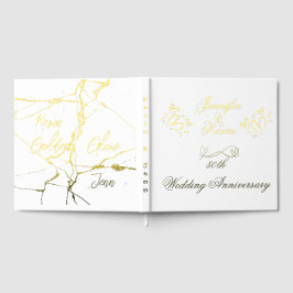 白シンプル50周年記念の結婚金ゴールド | ゲストブック