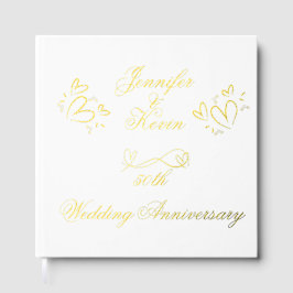 白シンプル50周年記念の結婚金ゴールド | ゲストブック