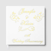 白シンプル50周年記念の結婚金ゴールド | ゲストブック (正面)