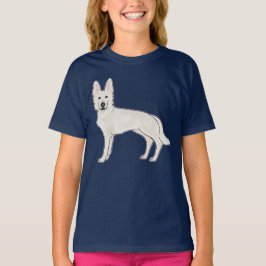 白スイスシェパードジャーマンシェパードキャラクタードッグ Tシャツ