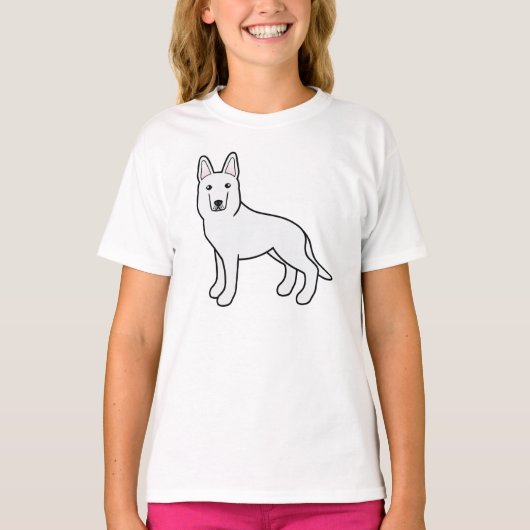 白スイスシェパード白ドイツ羊飼い犬 Tシャツ (正面)