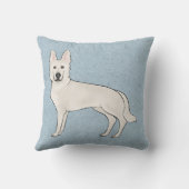 白スイスシェパード白GSDマンガードブルー クッション (裏面)