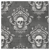白スカルと灰色ゴシック ファブリック (クローズアップ)