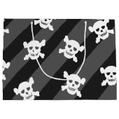 白スカルと黒いの十字骨ストライプ ラージペーパーバッグ (裏面)