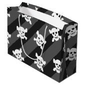 白スカルと黒いの十字骨ストライプ ラージペーパーバッグ (裏面アングル)