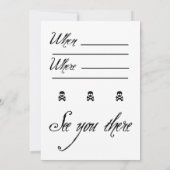 白スカル及び骨が交差した図形のパーティーの時間気球の女の子 招待状 (裏面)