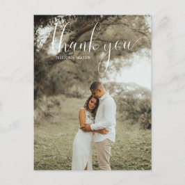 白スクリプト写真結婚の感謝ポストカード ポストカード