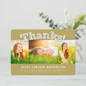 白スケッ感謝していチ3枚の写真モダン卒業 案内状 (スタンド正面)