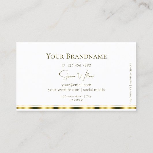 白スタイリッシュいプレーンと金ゴールド(ロゴ付きエレガント) 名刺 (裏面)