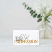 白スタイリッシュとオレンジのモノグラムシンプル付き 名刺 (スタンド正面)