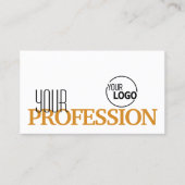 白スタイリッシュとオレンジシンプルのロゴ付きモダン 名刺 (正面)