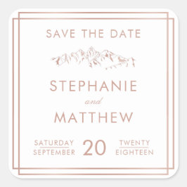 白スタイリッシュとバラの金ゴールド山の日付を保存 スクエアシール