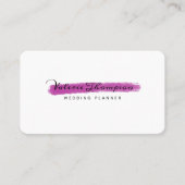 白スタイリッシュとピンクのブラシストロークの署名 名刺 (正面)