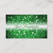 白スタイリッシュと緑のきらめくグリッターモダン 名刺 (正面)