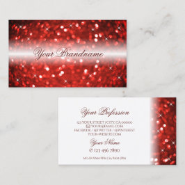 白スタイリッシュと赤のスパークルグリッタープロフェッショナル 名刺