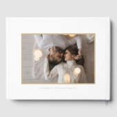 白スタイリッシュと金ゴールドのスクリプト |写真 ゲストブック (裏面)