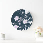 白スタイリッシュと青の時計 ラージ壁時計 (ホーム)